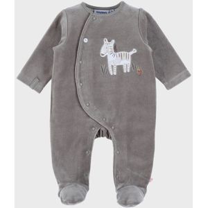 Kaki - Babypyjama - Velours - Met Zebraborduursel