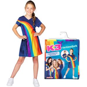 K3 Verkleedjurk - Regenboog Blauw, 6-8 jaar