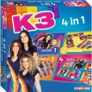 K3 - Kartonnen 4 in 1 Spel - Memo - Domino - Puzzel - Lotto Spel