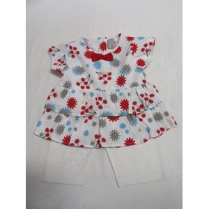 wiplala, kledingset , tunique + legging , wit , bloem , 9 maand  74