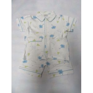 Wiplala - Pyjama zomer - Unie - Wit - Volledig open aan voorkant - 3 jaar 98