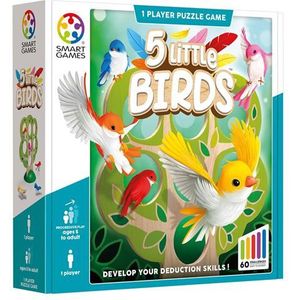 SmartGames - 5 Little Birds - NIEUW 2024! - 60 opdrachten - houten denkspel voor één speler - voor jong én oud - logica