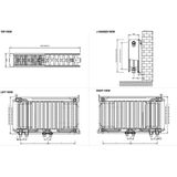 Stelrad Novello 8 ventielradiator type 22 met 8 aansluitingen 400x600mm 747W wit (Stelrad)