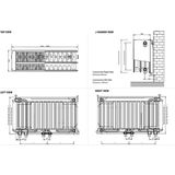 Stelrad Novello 8 paneelradiator 40x60cm type 33 1027watt 8 aansluitingen Staal Wit glans 0662043306