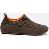 Basicz - Pantoffels - Groen - Textiel - Geruit Stikselpatroon