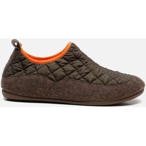 Basicz - Pantoffels - Groen - Textiel - Geruit Stikselpatroon