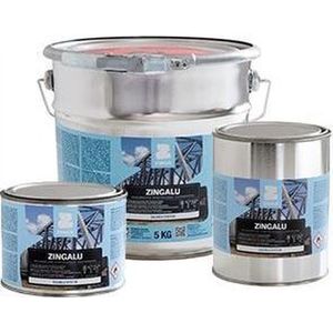 Zinga Zingalu verf - primer - metaalverf - coating - koudgalvanisatie - 1 kg - Grijs met aluminium glans