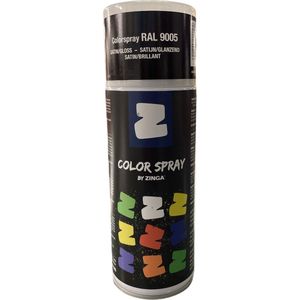 Zinga Color Spray verf - coating - RAL 9005 Zwart 400 ml satijn, toepasbaar op gegalvaniseerde en diverse andere ondergronden