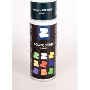 Zinga Color Spray verf -  coating - RAL  9005 Gitzwart  400 ml mat - toepasbaar op gegalvaniseerde en diverse andere ondergronden