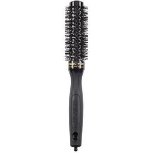 Olivia Tuin Keramisch + IonTM Thermische Ronde Haarborstel Zwart - Anti-Static, Toermalijn-Ion & Nylon Borstelharen Ø25mm Zwart