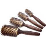 Curve-O - Backstage Houtlijnborstel - Zwart - Wild Zwijnhaar - Houten Handvat