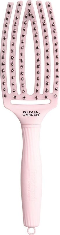Olivia Garden - Fingerbrush Combo - Haarborstel - Pastel Pink - Nylon Pinnen en Everzwijnhaar