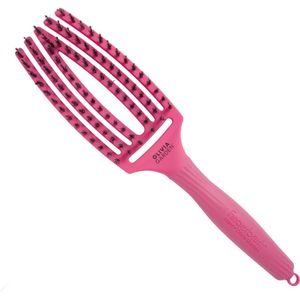 Olivia Garden Fingerbrush Care Iconic - Medium - Hot Pink - Ontwarrende borstel van wildzwijnharen en nylon voor gezond en glanzend haar