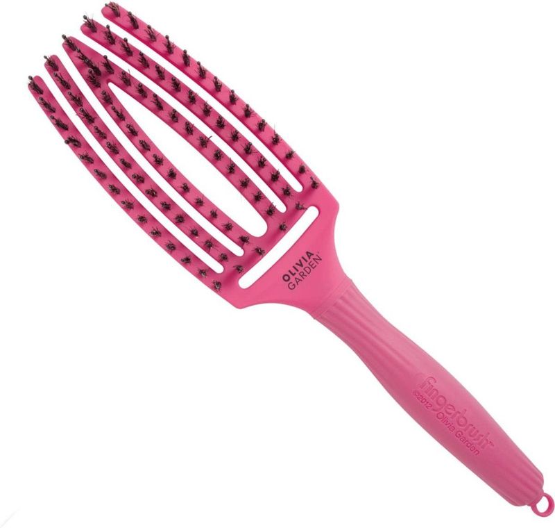 Olivia Garden - Fingerbrush Combo - Haarborstel - Hot Pink - 100% Everzwijnhaar
