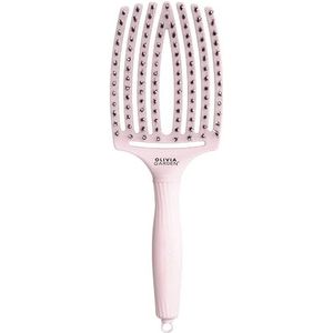 Olivia Garden Vingerborstel iconische verzorging met wildzwijnharen en nylon, pastelroze, maat L