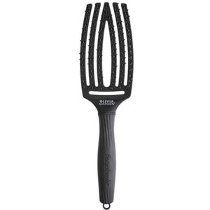 Olivia Garden Fingerbrush Care Iconic – zwart – haarborstel van gevoerde nylon borstelharen voor zacht ontwarren en gezond haar