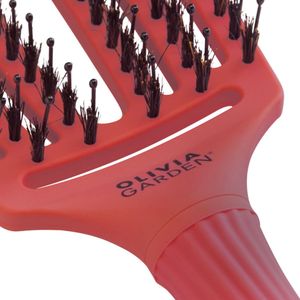 Olivia Garden - Fingerbrush - Haarborstel - Rood - Varkenshaar en Nylon