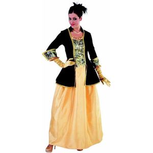 Magic By Freddy's - Middeleeuwen & Renaissance Kostuum - Magnifieke Markiezin - Vrouw - Geel, Zwart - Large - Carnavalskleding - Verkleedkleding