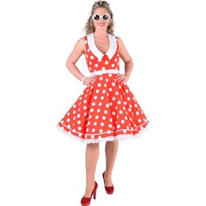 Magic By Freddy's - Rock & Roll Kostuum - Jaren 50 Filmster Grace - Vrouw - rood,wit / beige - Small - Carnavalskleding - Verkleedkleding