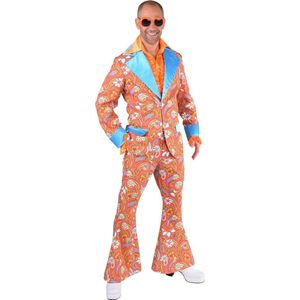 Magic By Freddy's - Hippie Kostuum - Jaren 60 Paisley Hippie - Man - Oranje - XXL - Carnavalskleding - Verkleedkleding