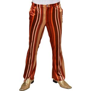 Magic By Freddy's - Hippie Kostuum - Gestreepte Hippiebroek Sunset Sky Man - Oranje, Bruin - Small - Carnavalskleding - Verkleedkleding