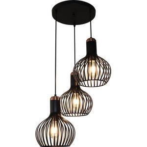 Fantasia Raga Pendel 3X E27 Zwart+Koper