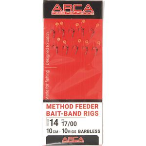 Arca Method Feeder Bait-Band Rig F1624 Barbless 10cm (10pcs) Maat : Haak 18 - 0.15mm