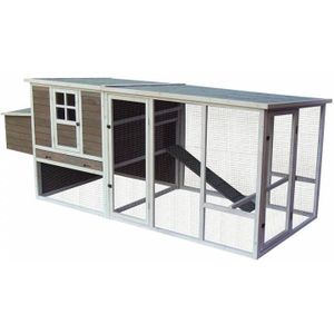 Duvo Betty Cottage Kippenhok - 290x122x116,5 cm - Bruin/Wit