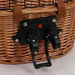 Duvo+ Provence Rieten Fietsmand Stuur met Kussen 48x33x44cm - Max. 13KG