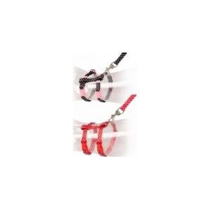 Duvoplus - Uitlaatriem Voor Dieren - Kat - Kat Wandelset Witte Bollen 20-35cm / 10mm - 125cm Zwart/rood - 1st