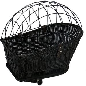 Provence rieten fietsmand bagagedrager & kussen Zwart 35x55x49cm