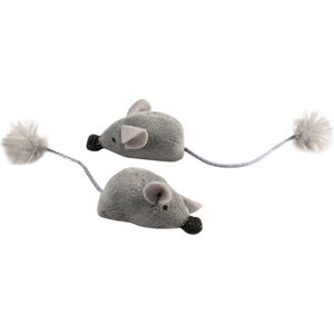 Duvoplus - Speelgoed Voor Dieren - Kat - Cushy Muizen Met Grappige Staart 2pc - 16,5x5x4cm Grijs - 2st