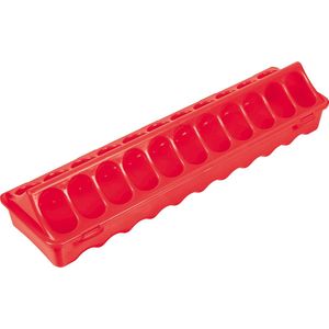 Duvoplus - Voersilo - Kip - Kuikenvoerbak Plastiek Ronde Gaten 40,5x10,5x8cm Rood - 1st