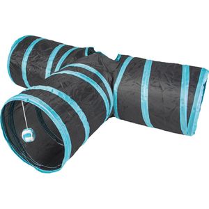 Duvoplus - Speelgoed Voor Dieren - Kat - Speeltunnel T-bone 80x25cm Blauw/zwart - 1st