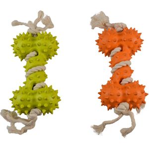 duvoplus, Eco rubberen botnaalden bamboe/rijst + katoen 27 x 8,5 x 5 cm gemengde kleuren, speelgoed, verschillende kleuren, hond