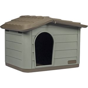 Hondenhok - Eco - Huisdierhuis - kattenhuis - Bruin/Groen - 65x46x48cm