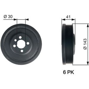 GATES Krukaspoelie VW,AUDI,FORD TVD1001 04L105243,3M216B320AA,K68001304AA Riemschijf Krukas,Riemschijf, krukas MN980049,038105243E,03G105243