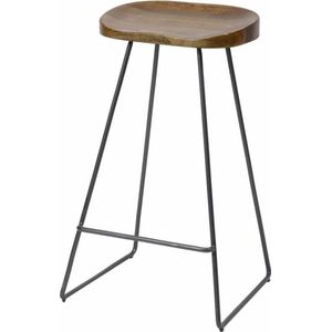 Barstoelen - set van 4- massief houten acacia zitting - zwart metalen onderstel - 37x29x71