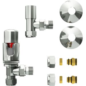 Vipera Torci thermostatische radiatorkraan 90° haakse aansluiting chroom