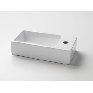 Luca Varess Cubic midi handenwasser glanzend wit Porselein 40,5x20cm rechts