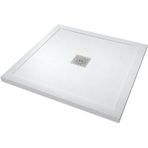 Linie - Lido - Douchebak - 90 x 90 cm - Composietmarmer - Mat Wit - Leisteenstructuur