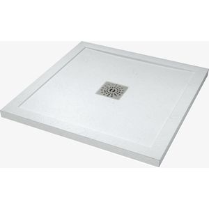 Linie - Lido - Douchebak - 80 x 80 cm - Composietmarmer - Mat Wit - Leisteenstructuur