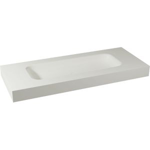 Balmani Arcato enkele wastafel voor 2 kraangaten matte Solid Surface 135 x 55 cm