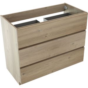 Storke Edge staande wastafelonderkast 105 x 52 cm ruwe eik 3 lades