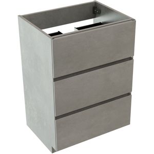 Storke Edge staande wastafelonderkast 60 x 46 cm beton donkergrijs 3 lades