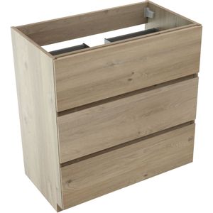 Storke Edge staande wastafelonderkast 80 x 46 cm ruw eiken 3 lades