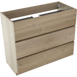 Storke Edge staande wastafelonderkast 100 x 46 cm ruwe eik 3 lades