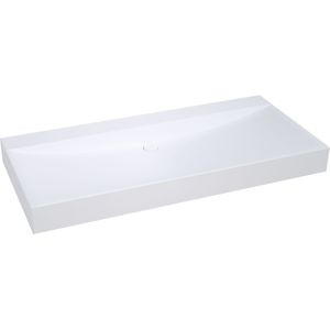 Balmani Wave enkele wastafel voor 2 kraangaten matte Solid Surface 120 x 55 cm