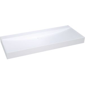 Balmani Wave enkele wastafel voor 2 kraangaten matte Solid Surface 135 x 55 cm