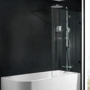 Luca Varess Solid - Badwand - Helder Glas - 80 cm - Mat Zwart Profiel